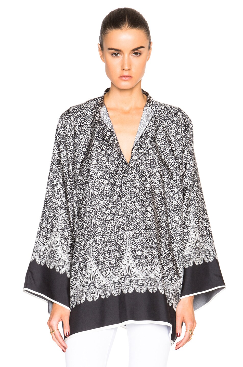 Image 1 of Helmut Lang Kimono Floral Top in Black Multi