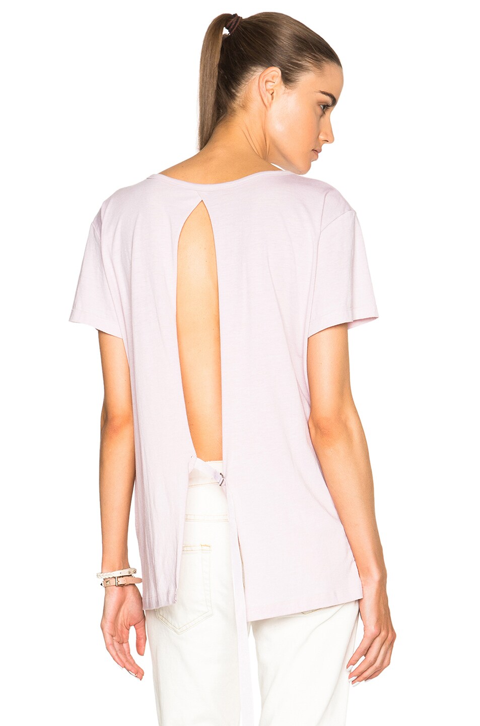 Image 1 of Helmut Lang Open Back Tee in Mauve Pink