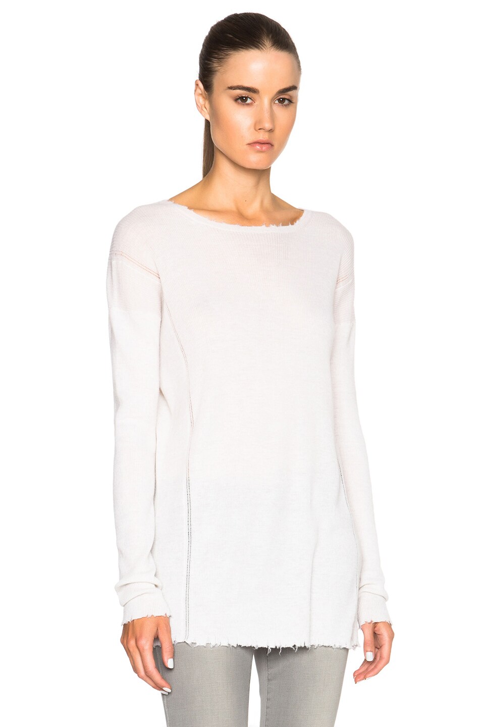 Image 1 of Helmut Lang Longfray Tee in Ivory