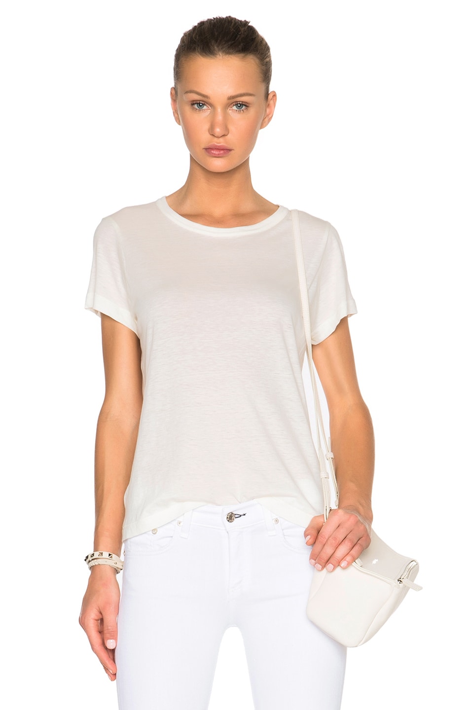 Image 1 of Helmut Lang Cashmere Jersey Tee in Ivory