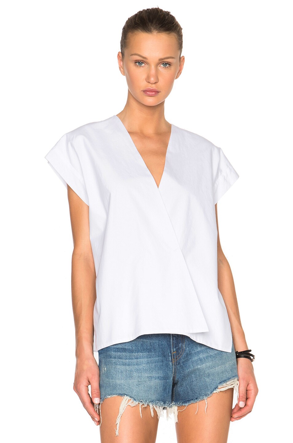 Image 1 of Helmut Lang Snap Detail Top in White