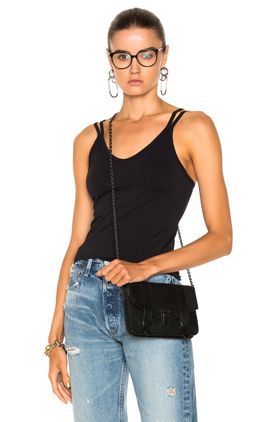 Image 1 of Helmut Lang Double Strap Seamless Tank in Black