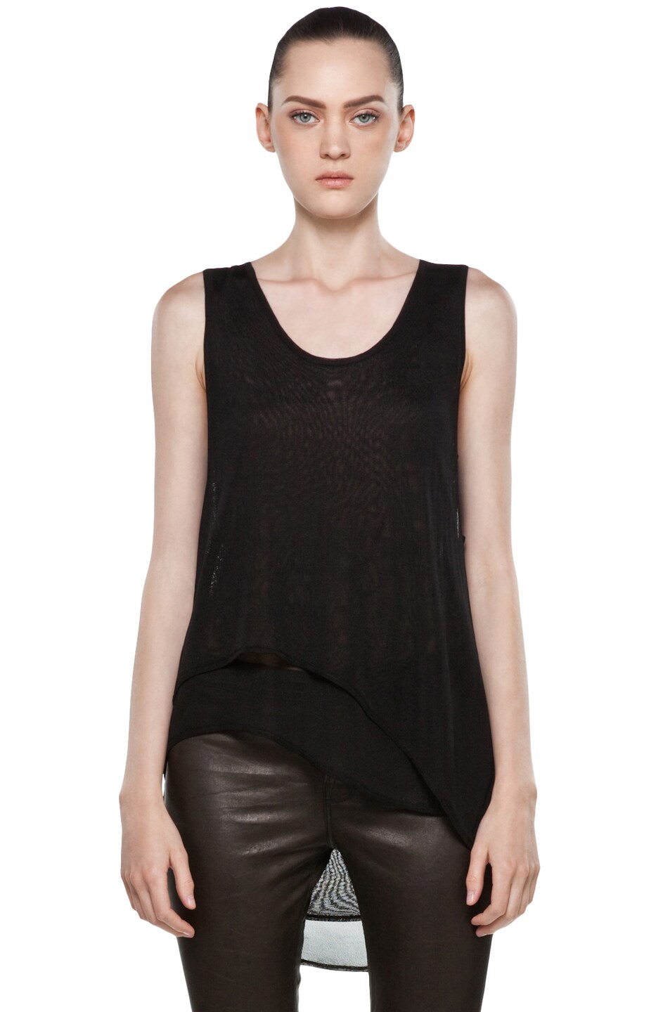 Image 1 of Helmut Lang Double Layer Tank in Black