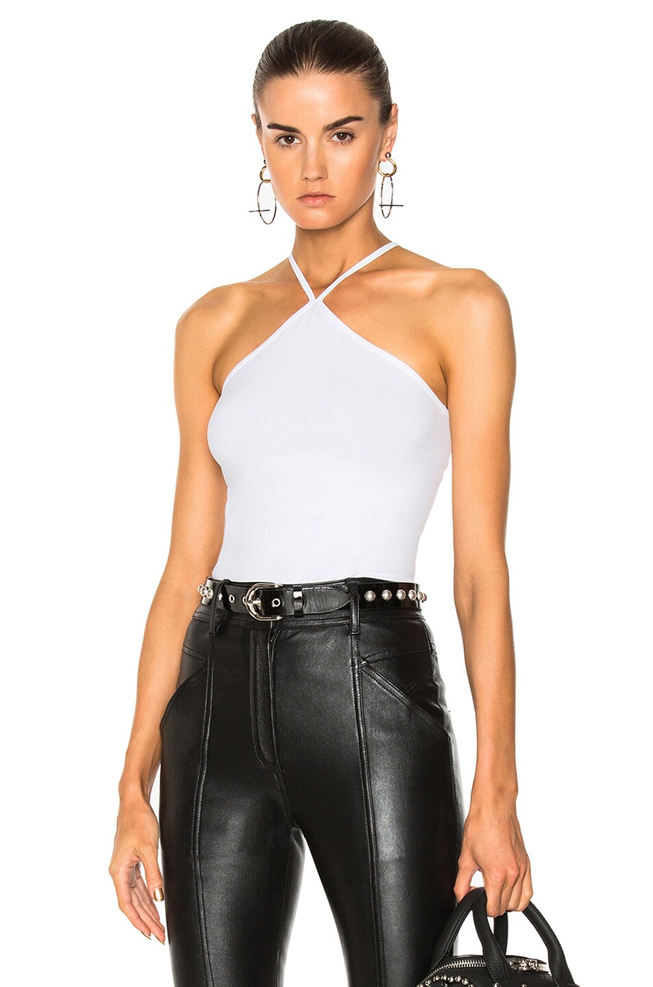 Image 1 of Helmut Lang Cross Front Tank Top in Optic White