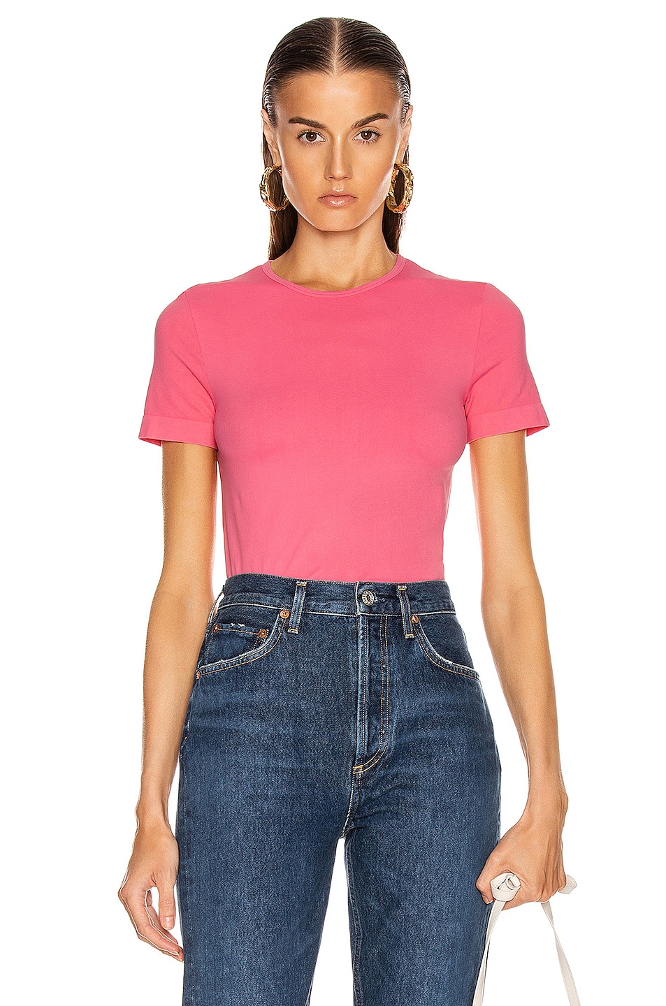 Image 1 of Helmut Lang Seamless Baby Tee in Prism Pink