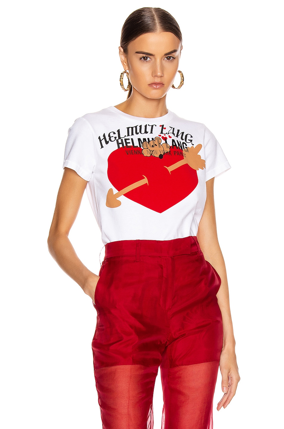 Image 1 of Helmut Lang Standard Valentine Baby Tee in Chalk White