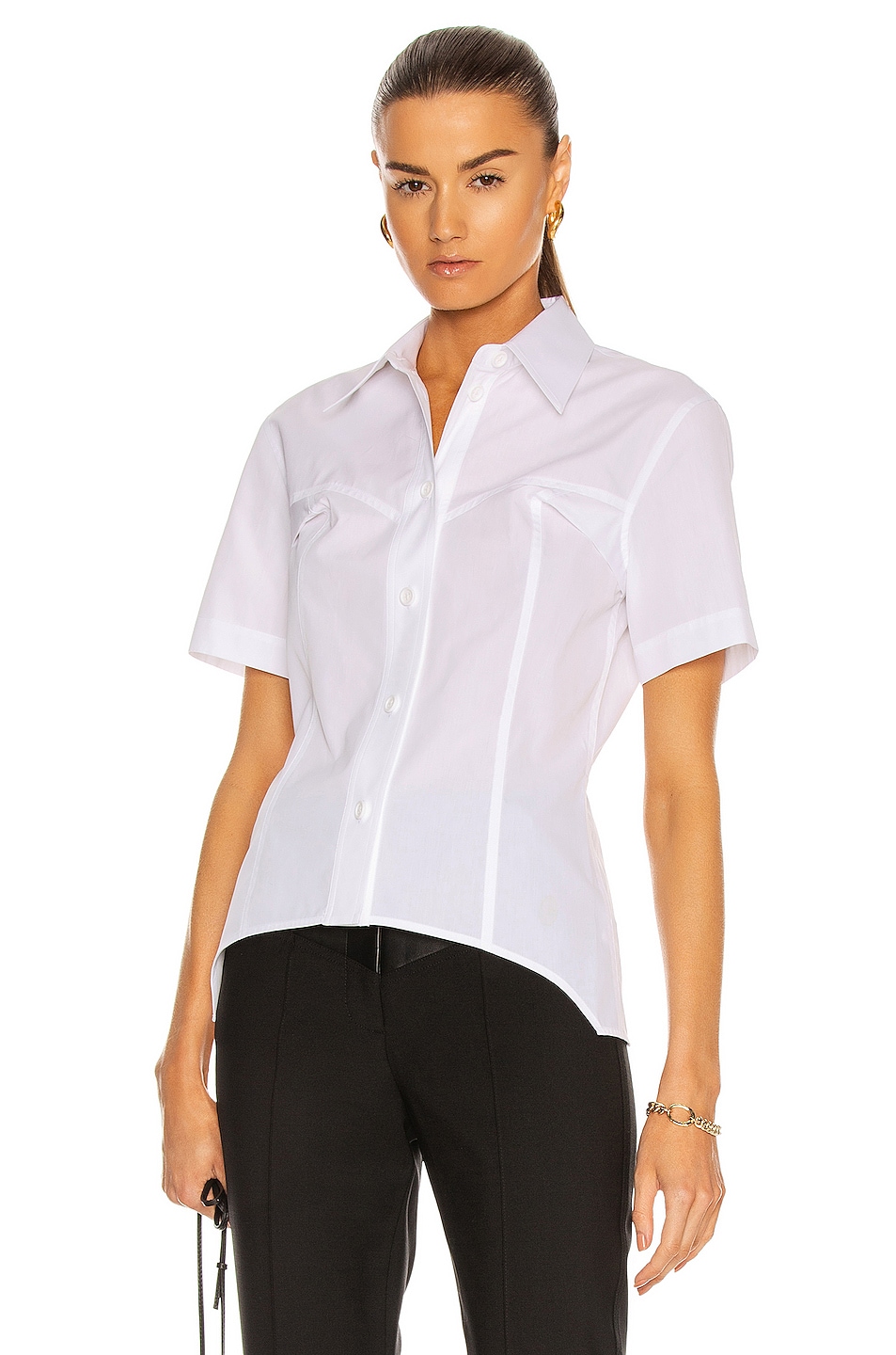 Image 1 of Helmut Lang Short Sleeve Contour Shirt in White