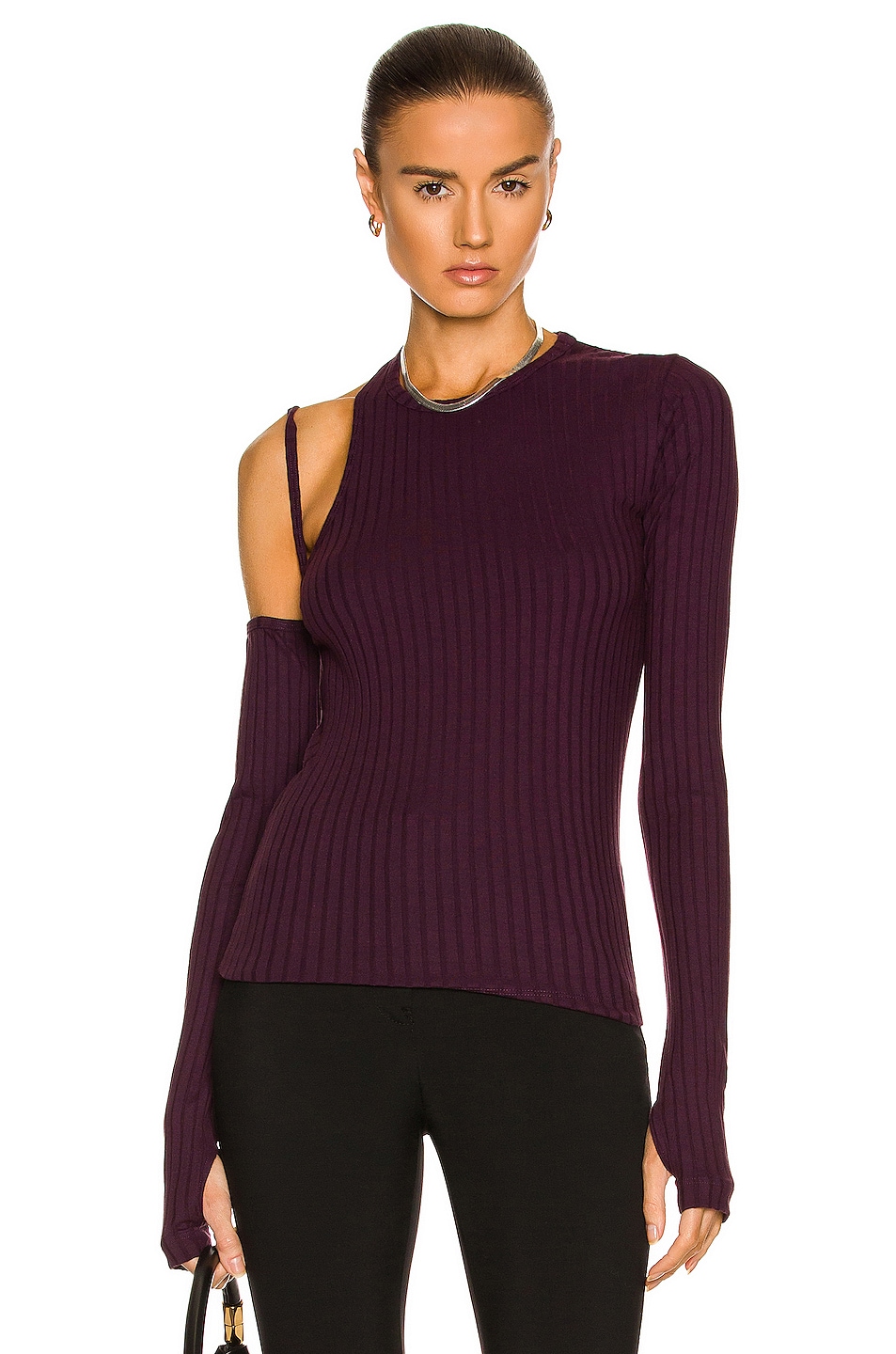 Image 1 of Helmut Lang Pima Cutout Top in Mulberry