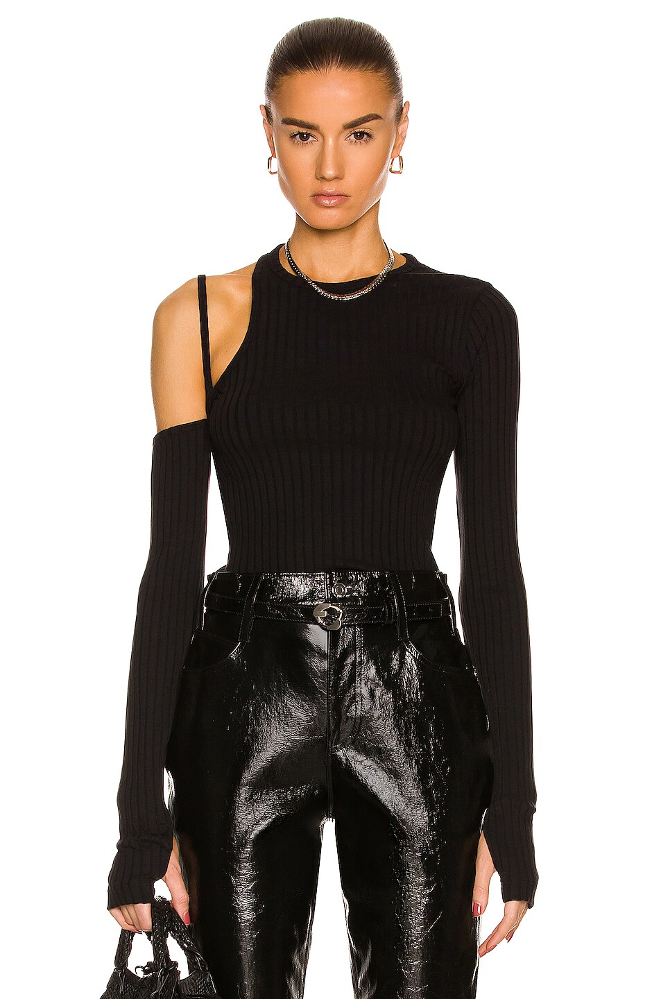 Image 1 of Helmut Lang Pima Cutout Top in Black