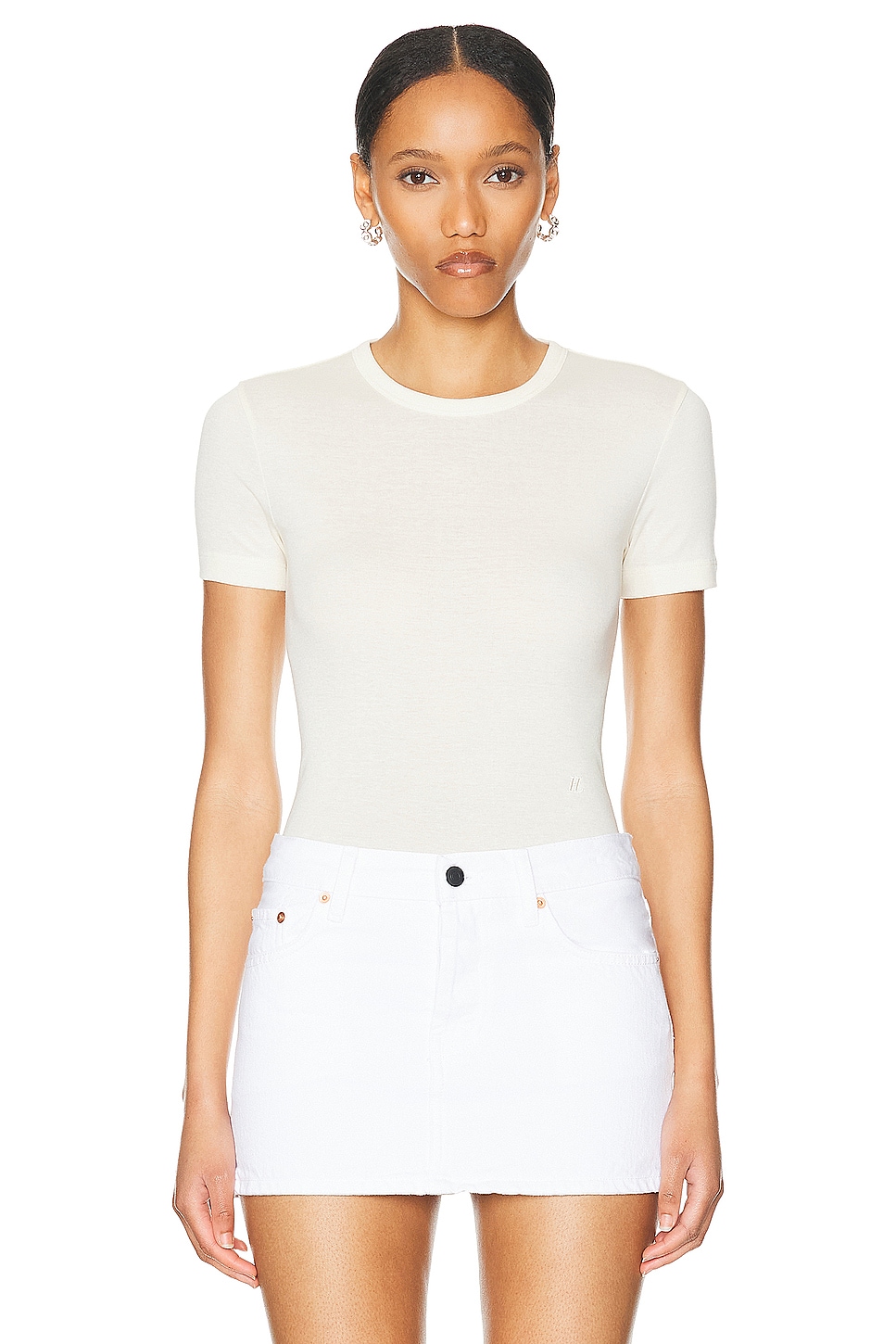 Image 1 of Helmut Lang Rib T-shirt in Ivory