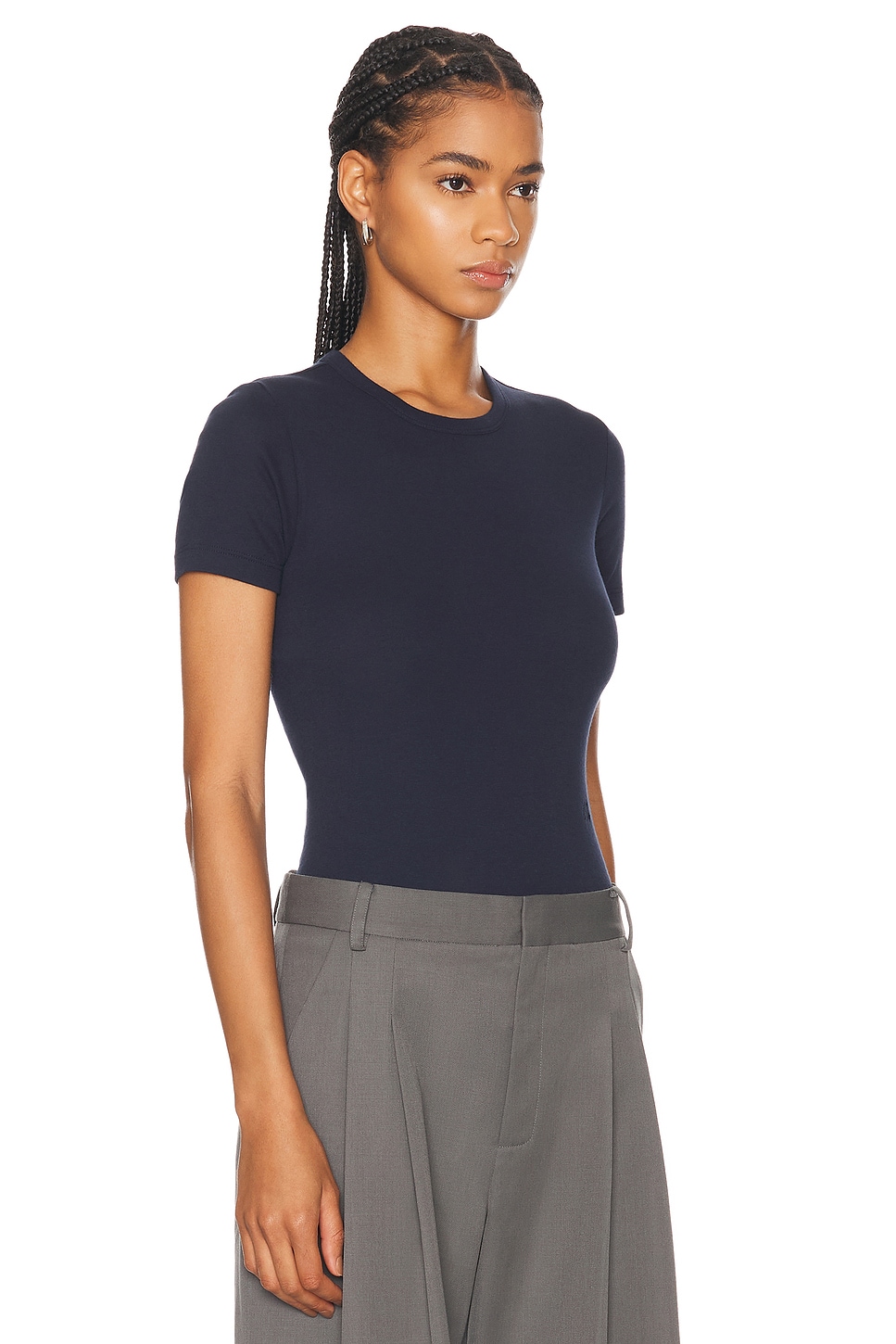 Shop Helmut Lang Shrunken T-shirt In Navy