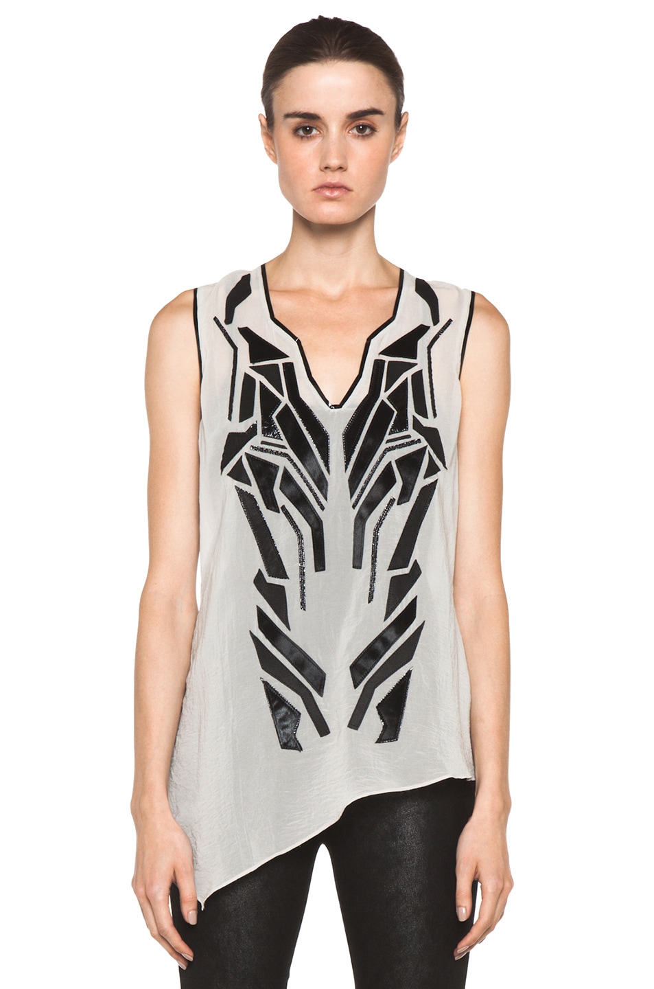 Image 1 of Helmut Lang Lyra Applique Top in Plaster