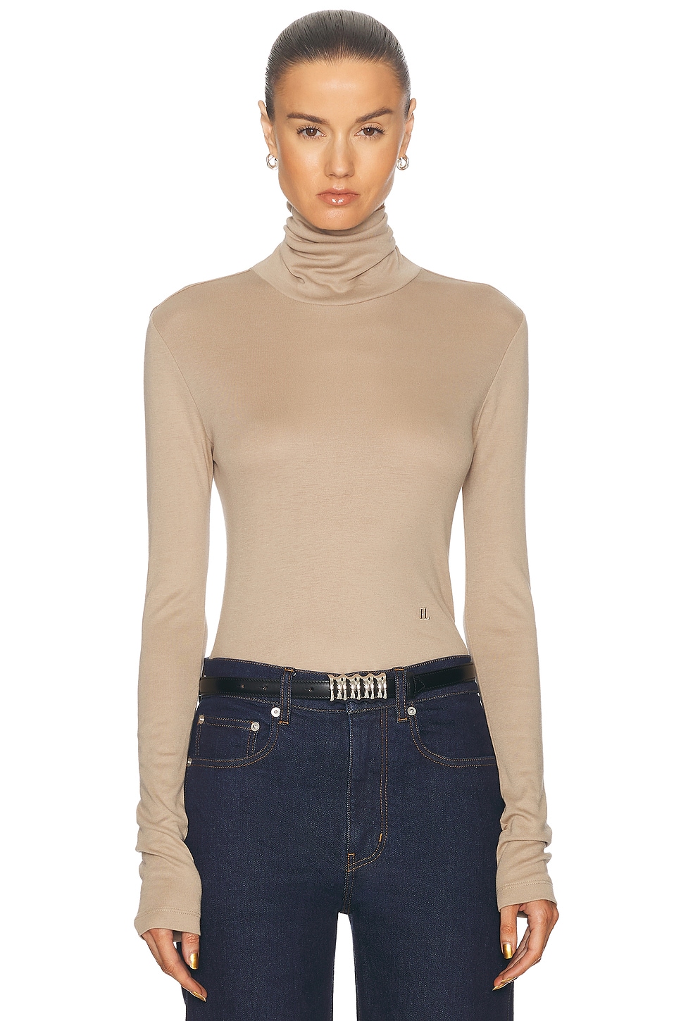 Image 1 of Helmut Lang Turtleneck Long Sleeve Top in Dune