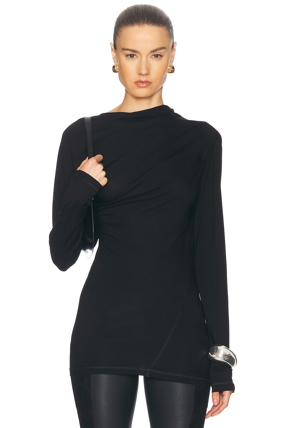 Image 1 of Helmut Lang Sheer Long Sleeve Top in Black