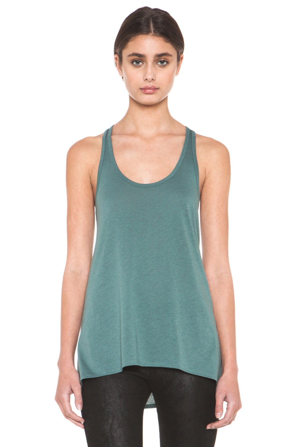 Image 1 of Helmut Lang HELMUT Feather Jersey Racerback Tank in Pacific