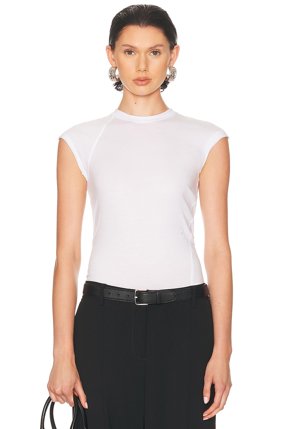 Image 1 of Helmut Lang Cap Sleeve Top in Optic White