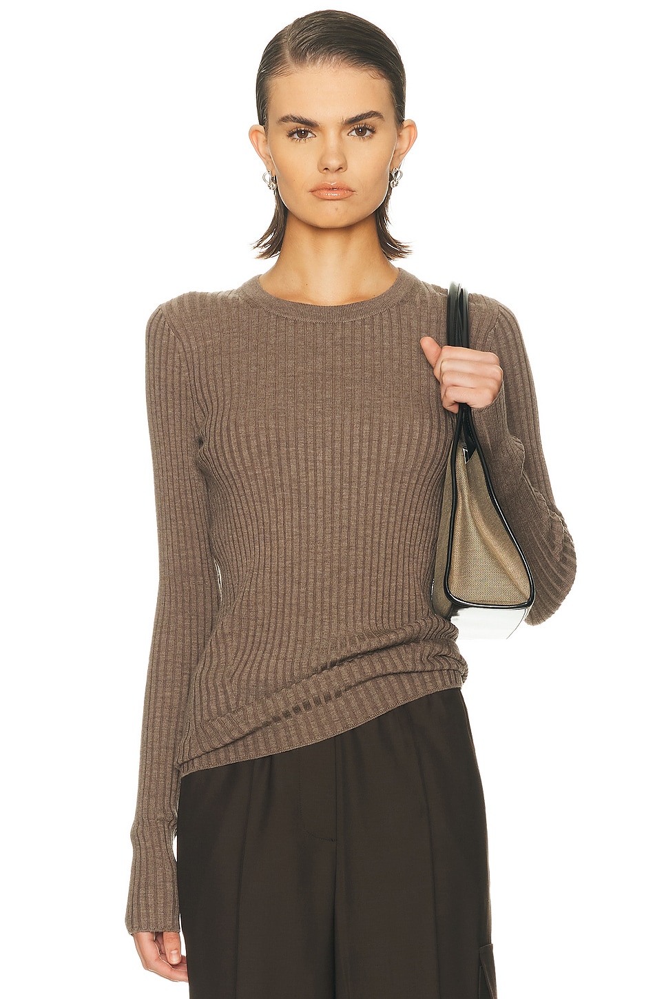 Helmut Lang Ribbed Open-back Top In Brown
