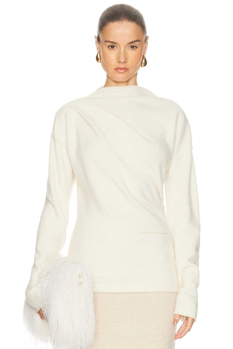 Image 1 of Helmut Lang Slouchy Crew Top in Ivory