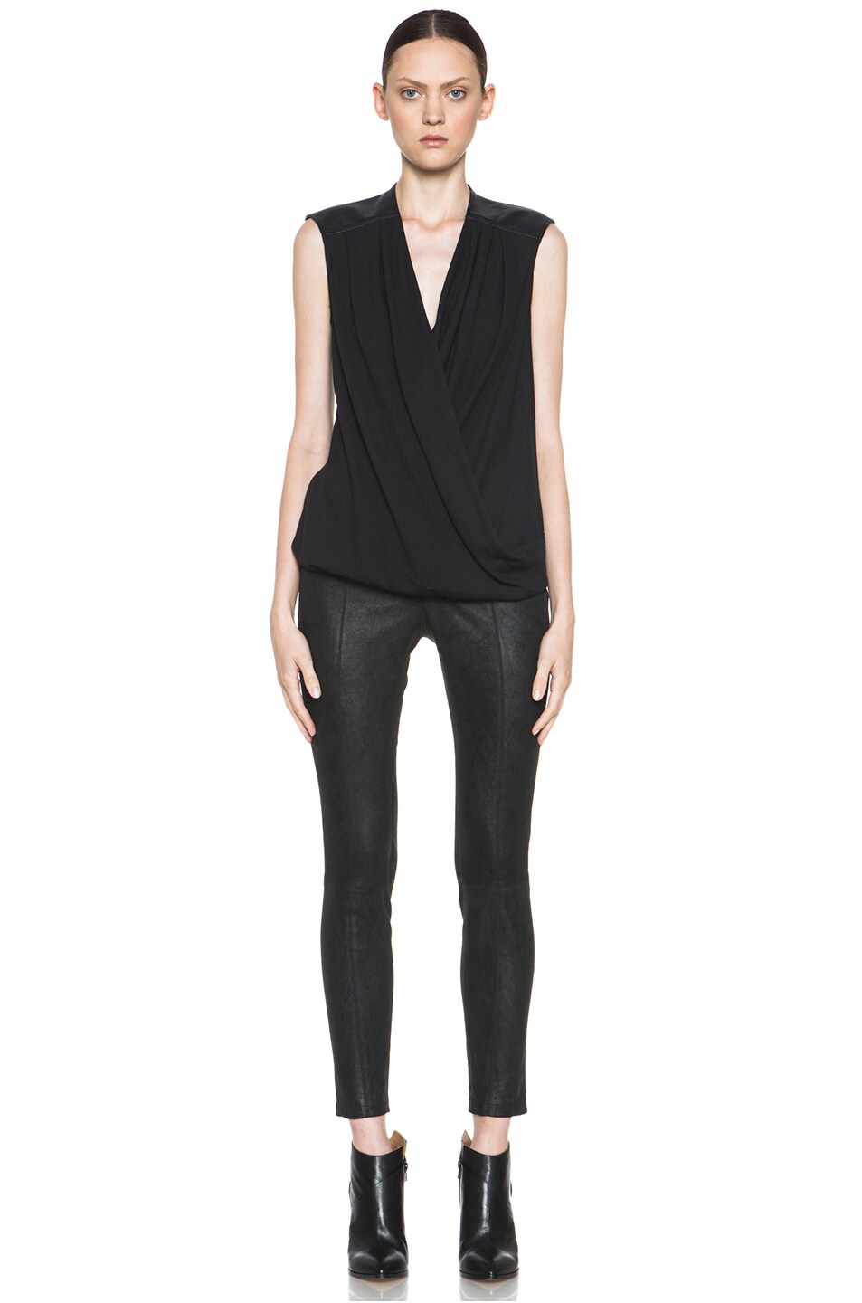 Helmut Lang Morse Front Drape Top in Black | FWRD