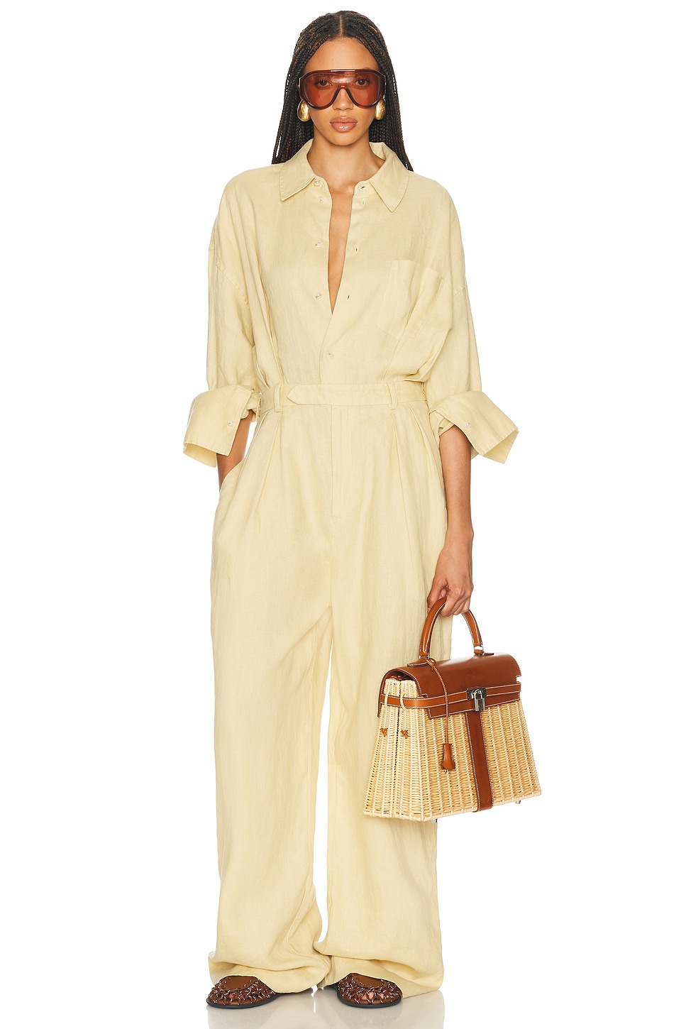 HELSA
Paperbag Jumpsuit In Washed Linen
