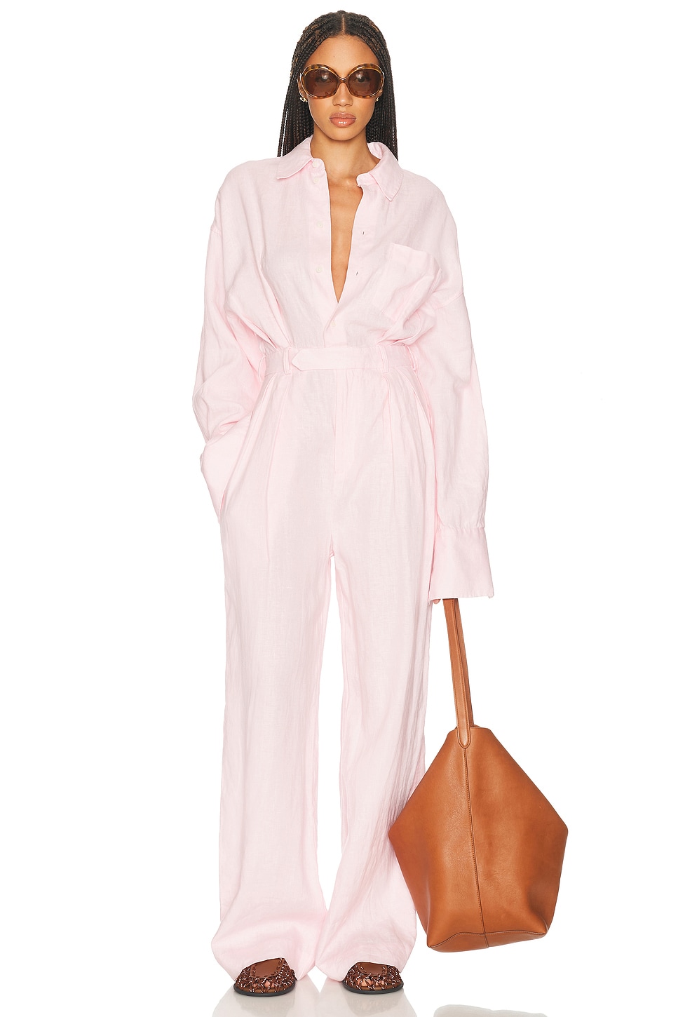 HELSA
Paperbag Jumpsuit In Washed Linen