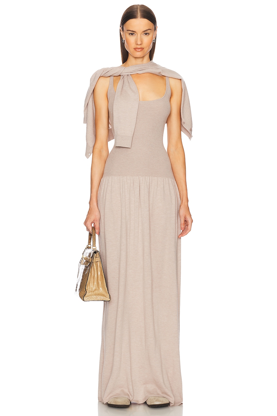 Image 1 of Helsa Maddison Maxi Knit Dress in Taupe