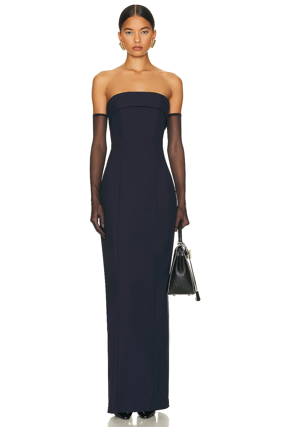Image 1 of Helsa Long Strapless Suit Dress in Navy
