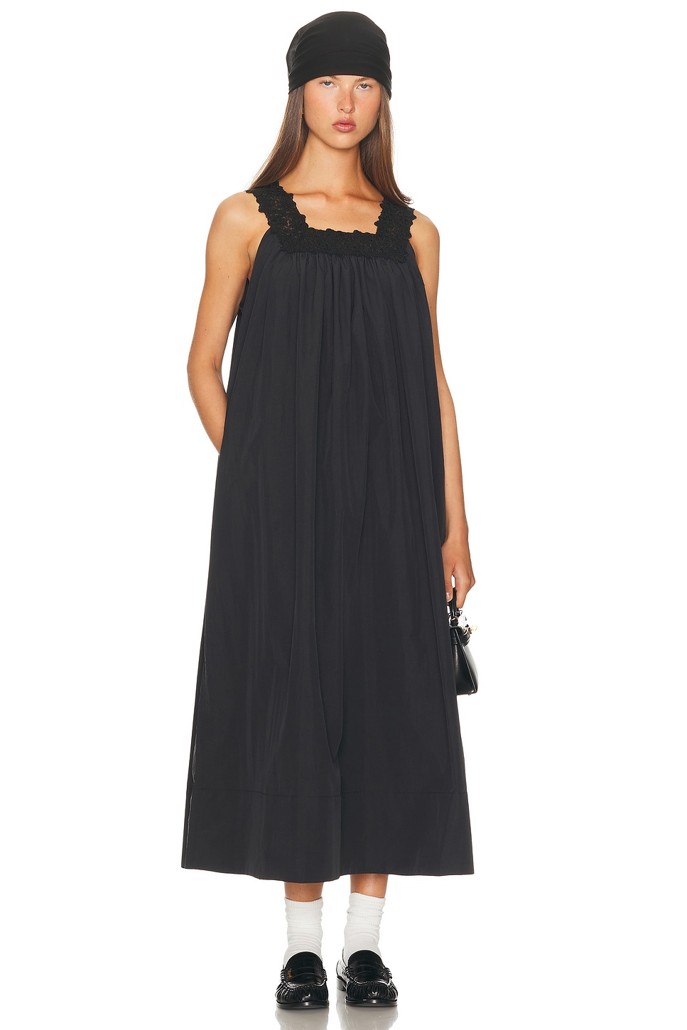Helsa Midi Dress With Lace In Black