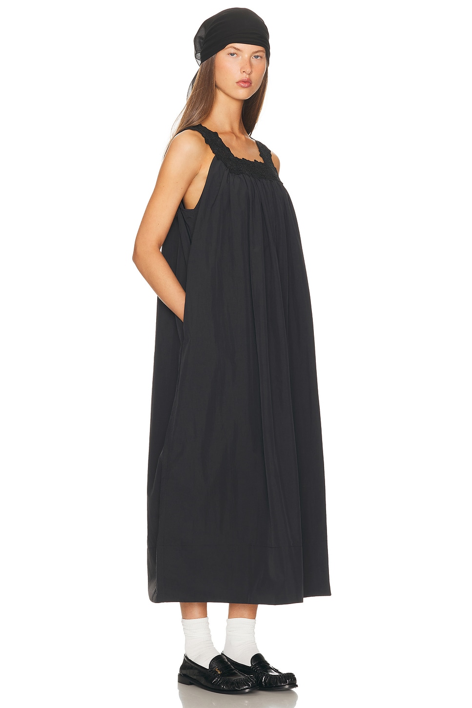 Helsa Midi Dress With Lace In Black