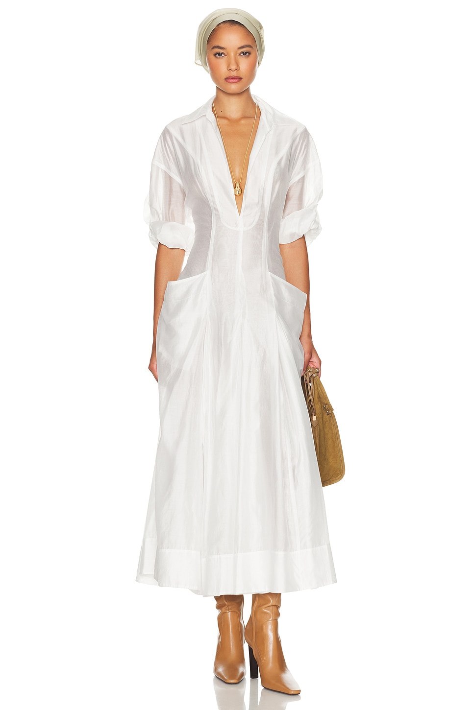 Helsa The Musee Midi Dress In White