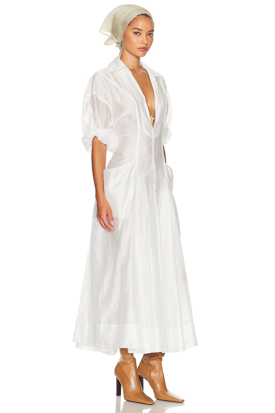 Helsa The Musee Midi Dress In White