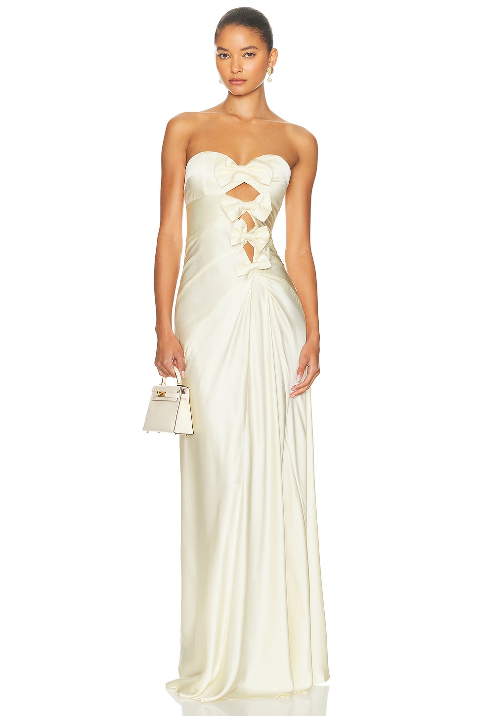 Image 1 of Helsa The Silk Faye Dress in Egg Shell