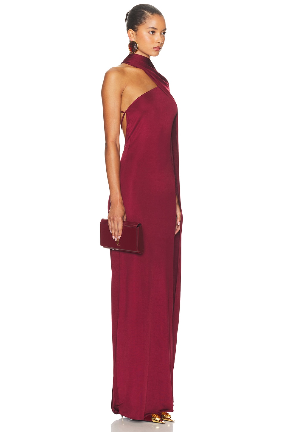 Helsa The Muse Cape Jersey Dress In Burgundy