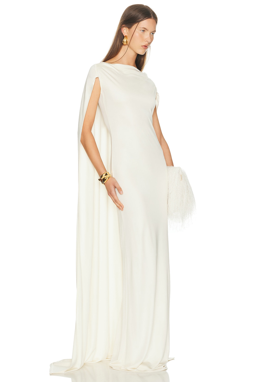 Image 1 of Helsa The Alva Caped Jersey Dress in Ivory