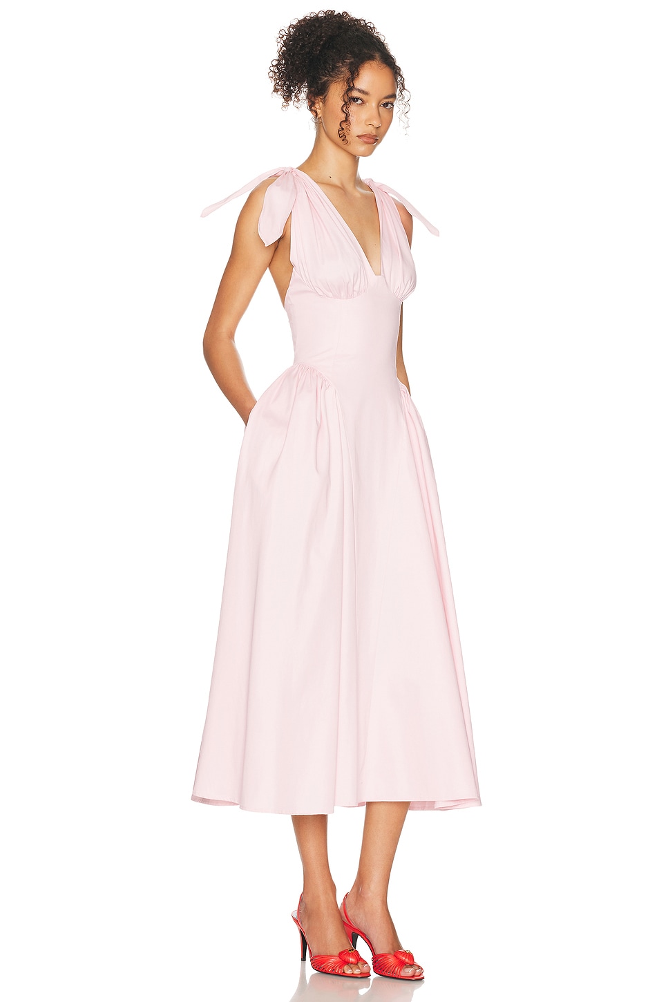 Helsa Fairweather Midi Dress in Stretch Cotton Sateen