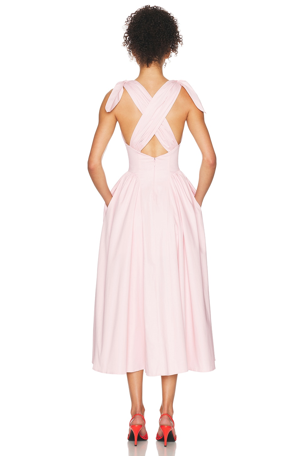 Helsa Fairweather Midi Dress in Stretch Cotton Sateen