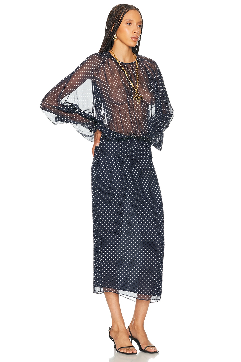 HELSA
The Sabrina Midi Dress In Printed Silk Chiffon