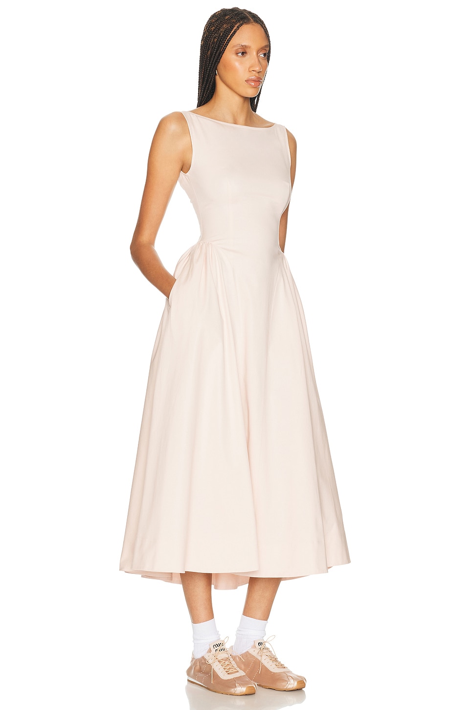 HELSA
Stretch Cotton Sateen Midi Dress