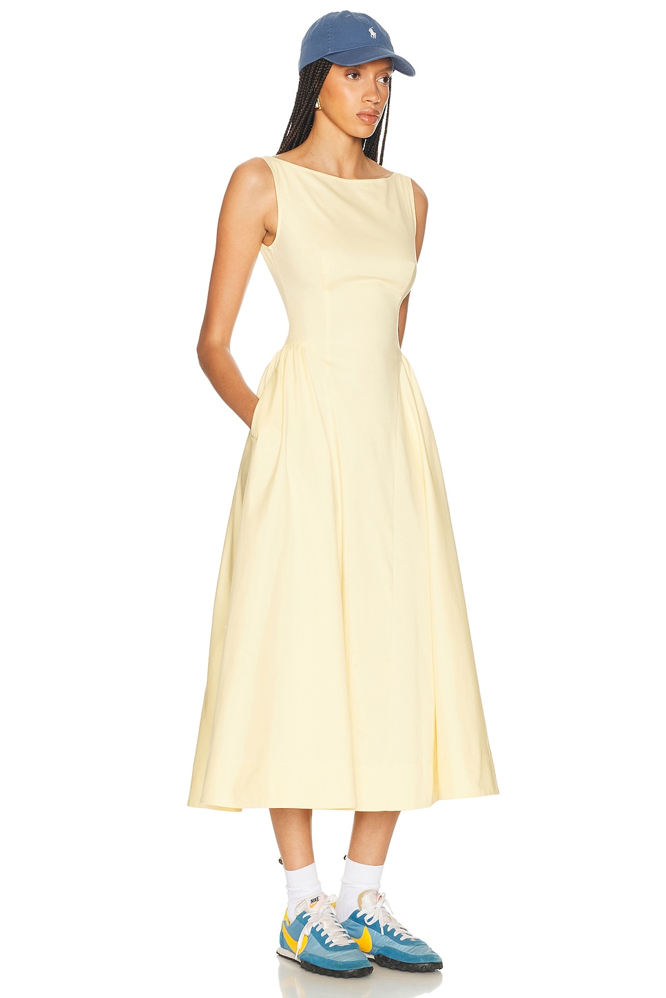 HELSA
Stretch Cotton Sateen Midi Dress
