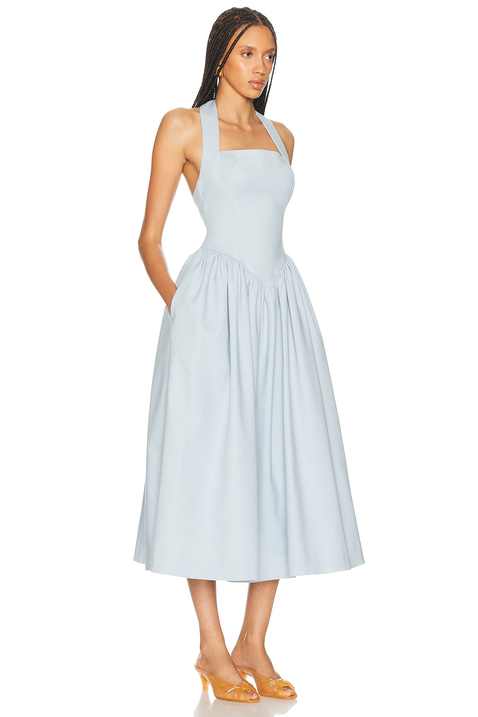 HELSA
Faille Halter Midi Dress