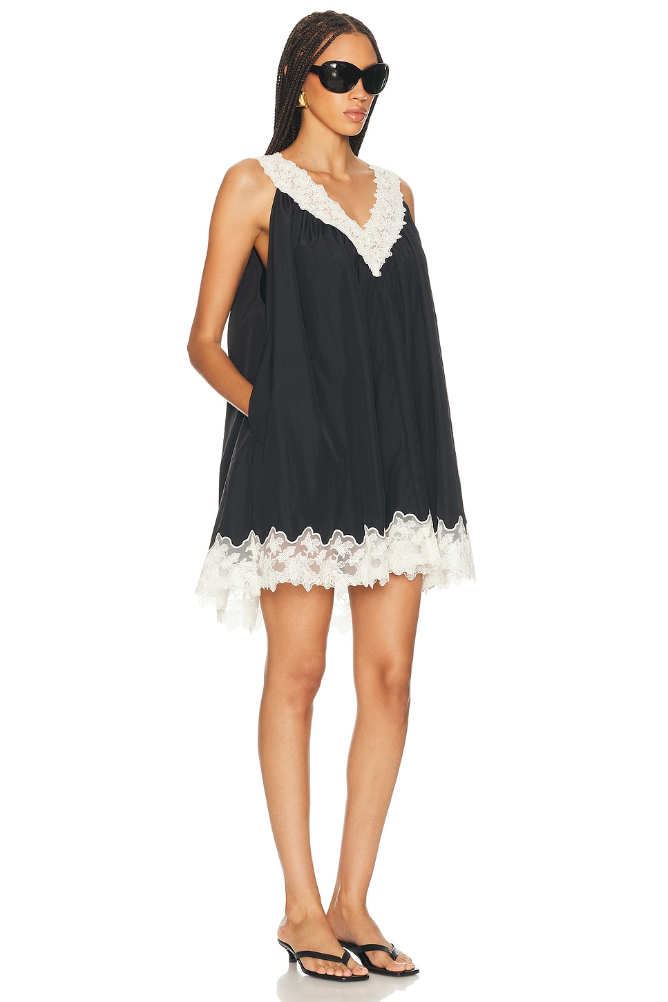 HELSA
Mini Dress With Lace In Tech Poplin
