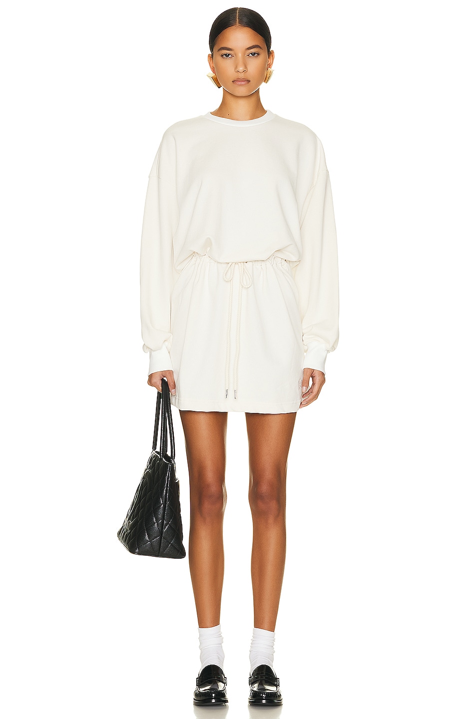 Image 1 of Helsa Organic Blend Sweatshirt Dress in Off White