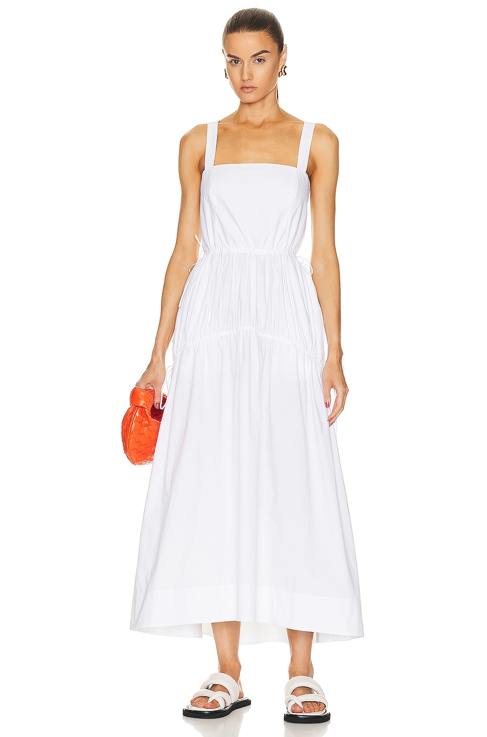 Image 1 of Helsa Cotton Poplin Midsummer Dress in White