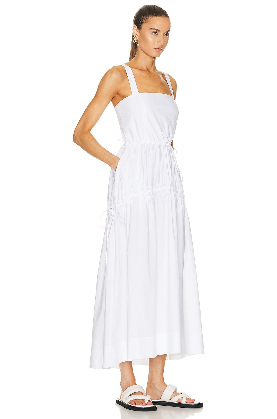 Helsa Cotton Poplin Midsummer Dress in White | FWRD