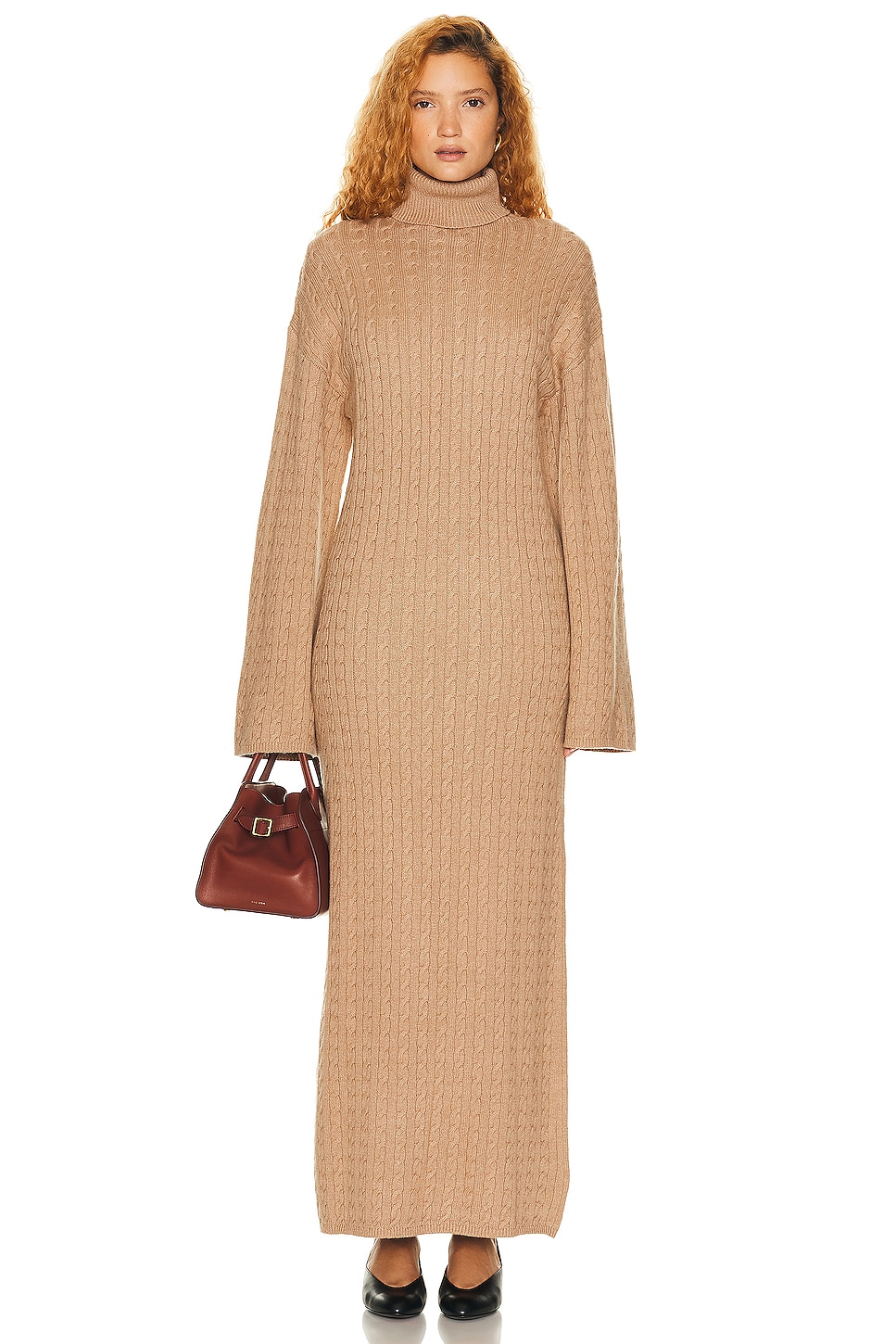 Image 1 of Helsa Shai Cable Knit Dress in Cinnamon