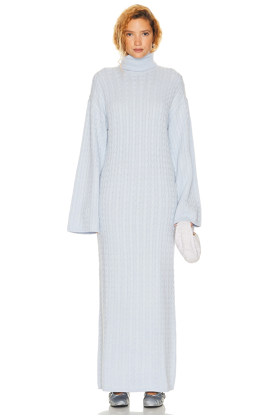 Image 1 of Helsa Shai Cable Knit Dress in Pale Blue