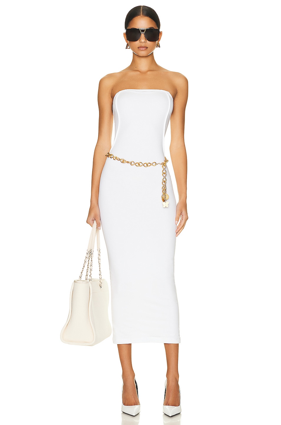 Image 1 of Helsa Organic Jersey Seamed Tube Dress in White