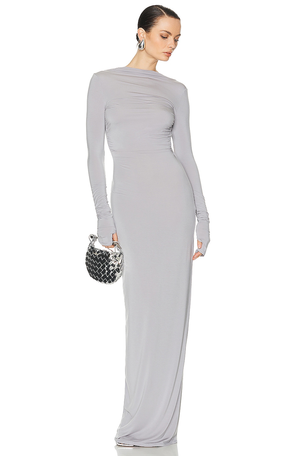 Image 1 of Helsa Jersey Backless Maxi Dress in Dove Grey