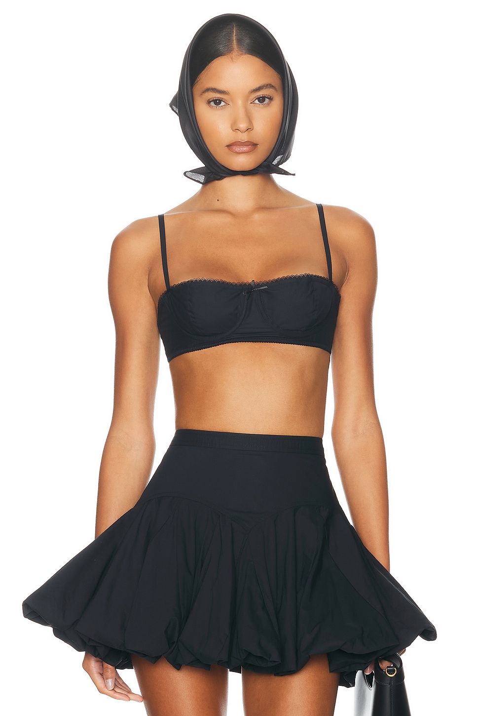 Shop Helsa Poplin Bra In Black