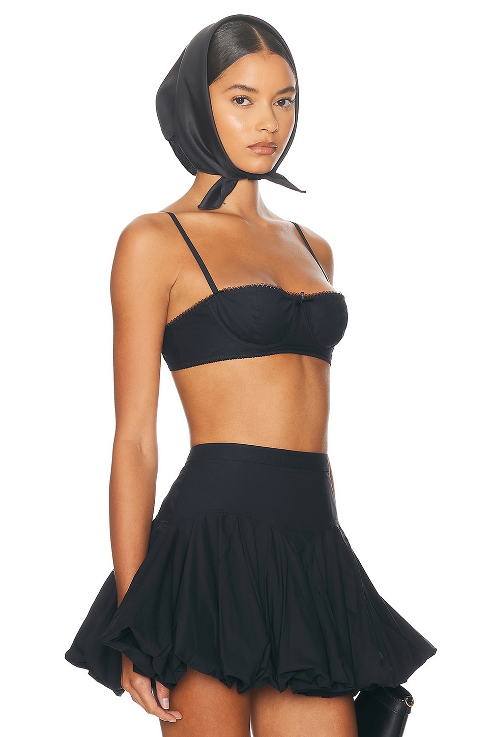 Shop Helsa Poplin Bra In Black